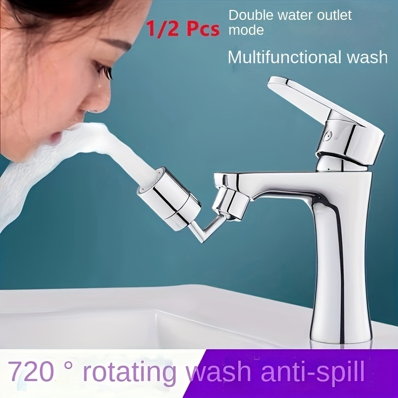 Pommeaux de douche de salle de bain universels 1440 ° rotatif rétractable  robinet filtre anti-éclaboussures cuisine lavabo rallonge robinets  barboteur