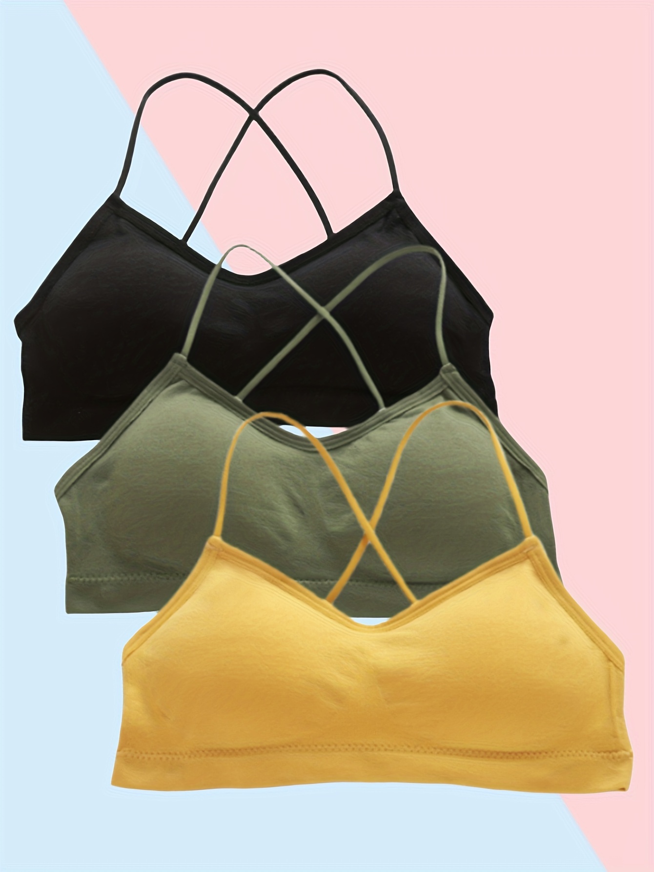 Girl's Criss cross Bralette Solid Color Underwear Breathable - Temu
