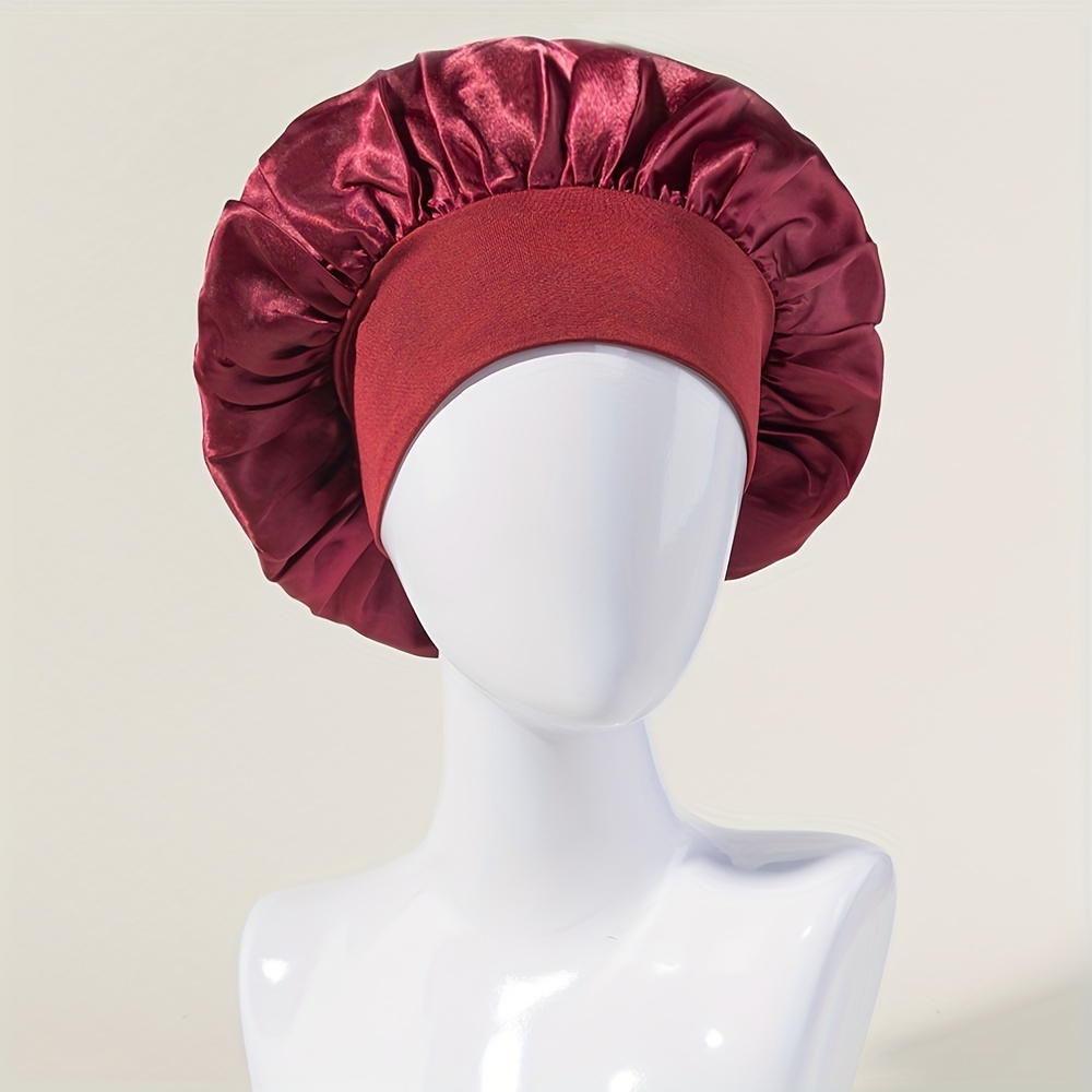 1 pc Bonnet de nuit couleur unie bonnets en satin élastiques