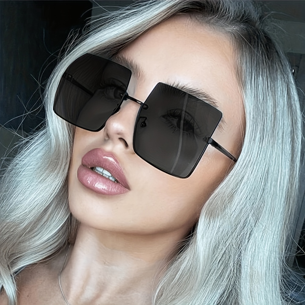 Tinted Lens Fashion Sunglasses Women Men Y2k Semi Rimless - Temu