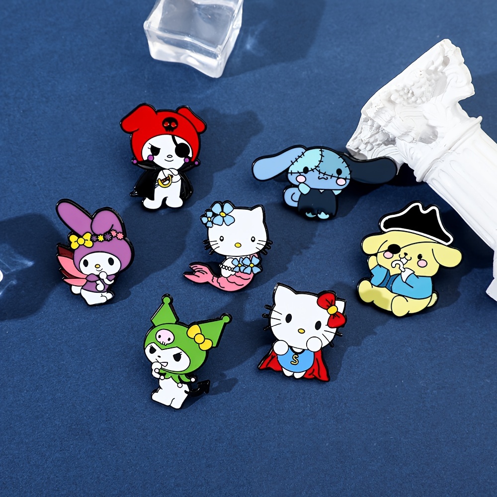 Bandai Hello Kitty Pins For Backpack Cartoon Anime Cosplay Metal