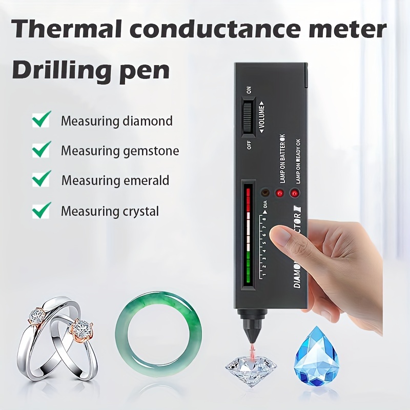 Diamond Tester,High Accuracy Jewelry Diamond Tester,Jewelry Gem Tester  Pen,Portable Electronic Diamond Checker Tool,Professional Diamond Selector  for Novice and Expert(Battery Included)