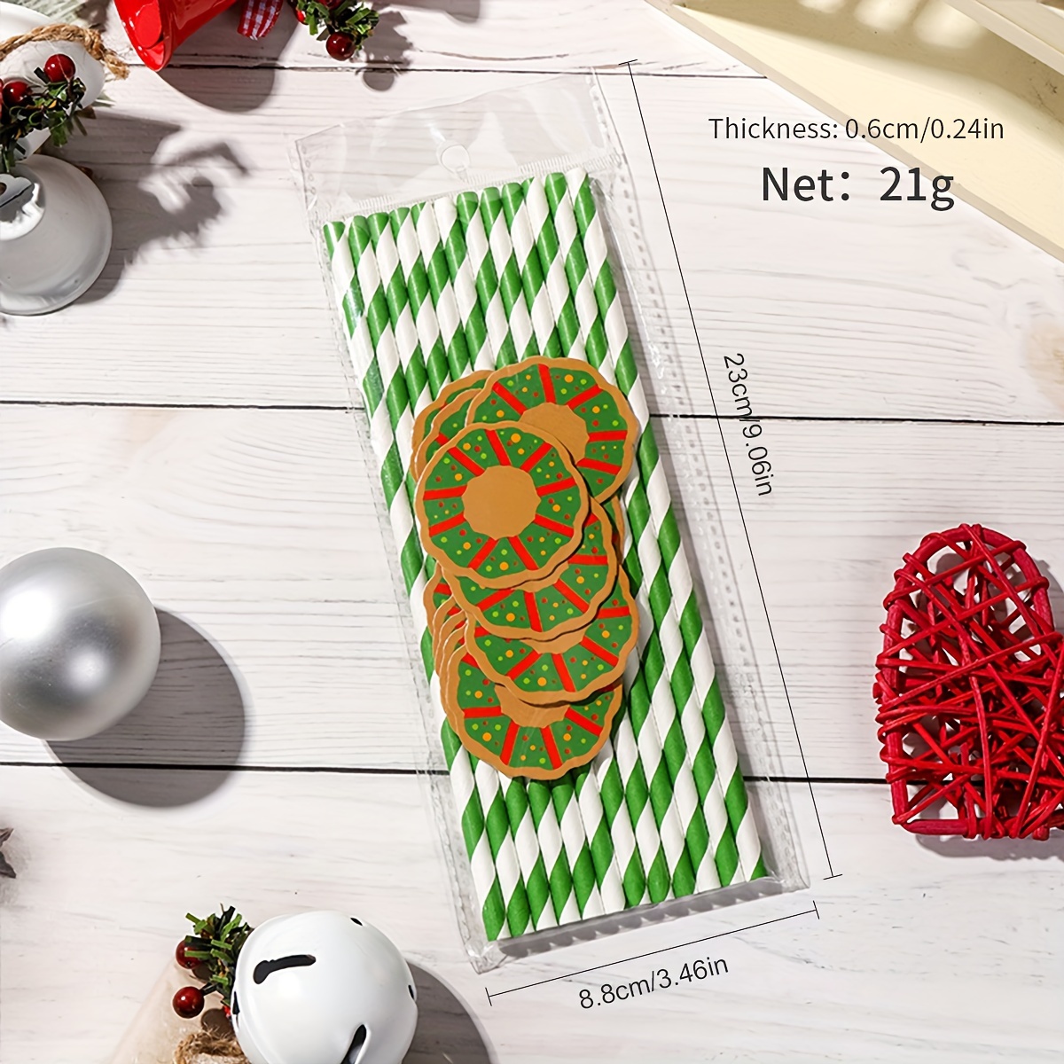 25pcs/pack, Christmas Paper Straws Santa Claus Christmas Tree