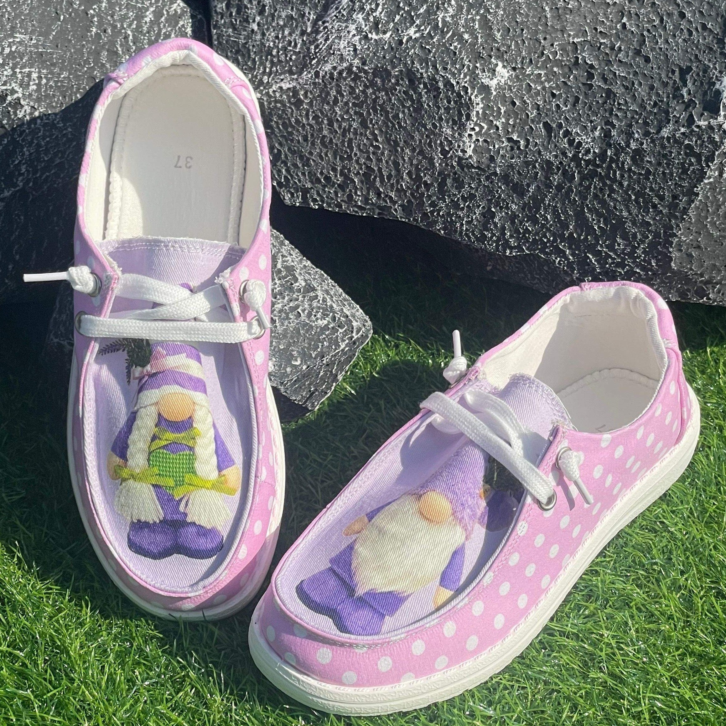 Purple Gnome Boat Shoes Women's Fashion Shallow Mouth Casual - Temu