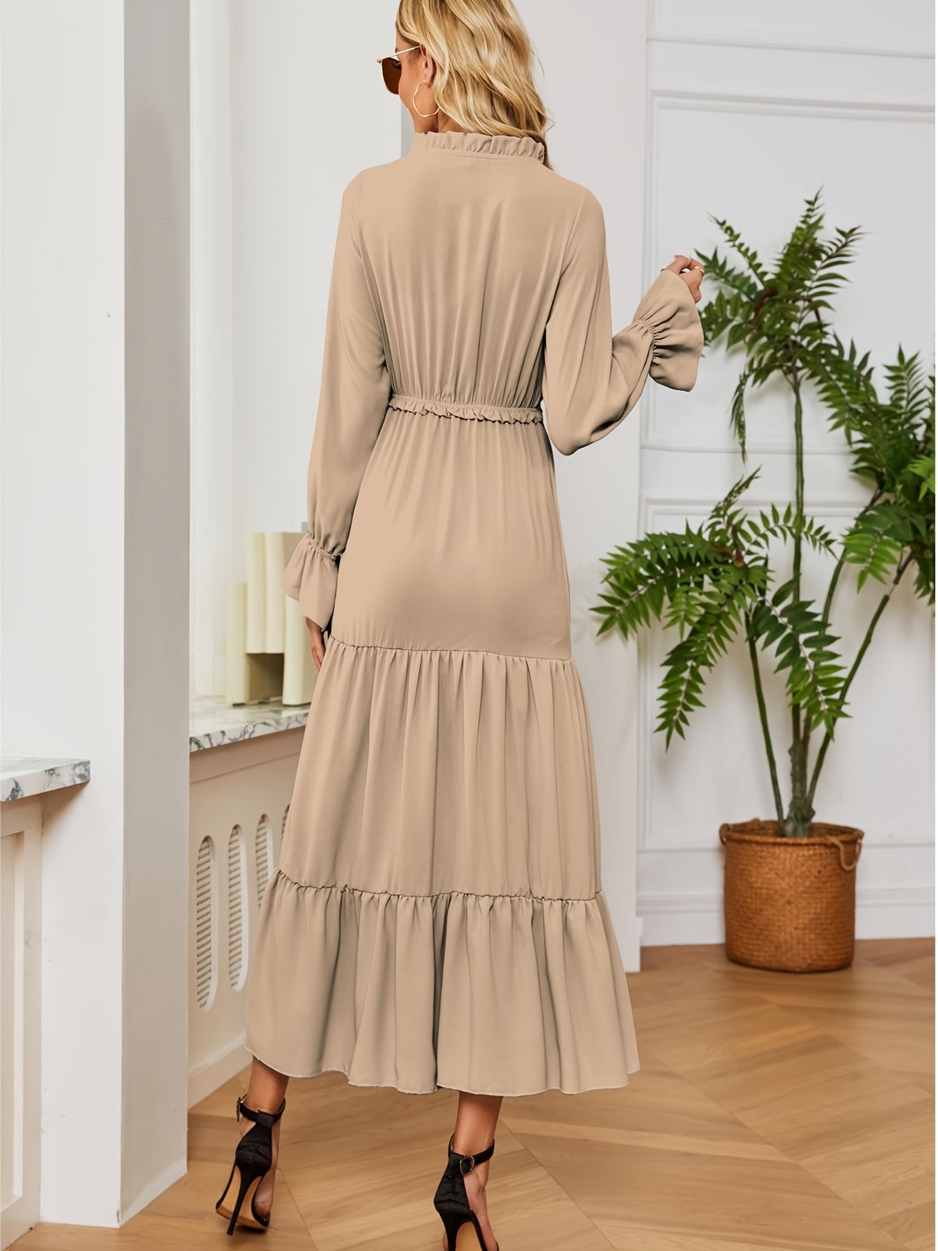 Khaki maxi dress outlet with sleeves