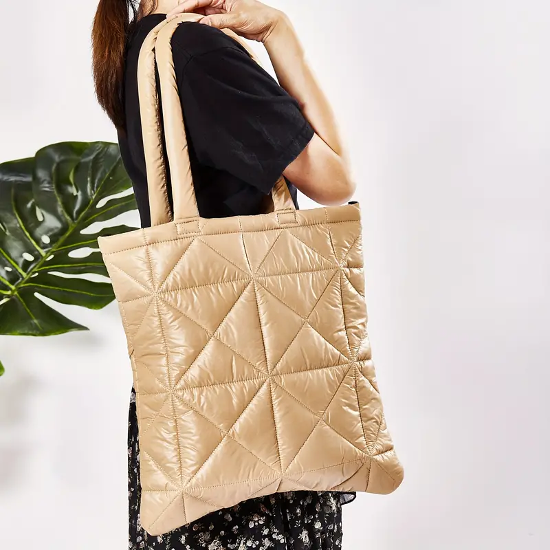 Quilted Puffer Tote Bag For Women, Puffy Y2k Aesthetic Shoulder Bag, Large Soft  Padded Handbags - Temu