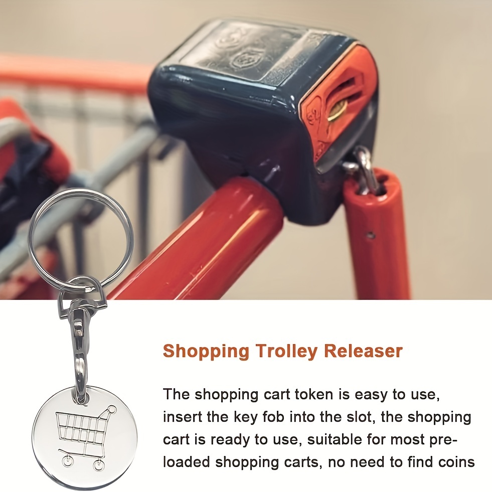 Mini Stainless Steel Key Ring, Shopping Trolley Tokens Small Aldi Quarter Holder Keychain for Grocery Shopping Cart,Bag Accessories,Temu