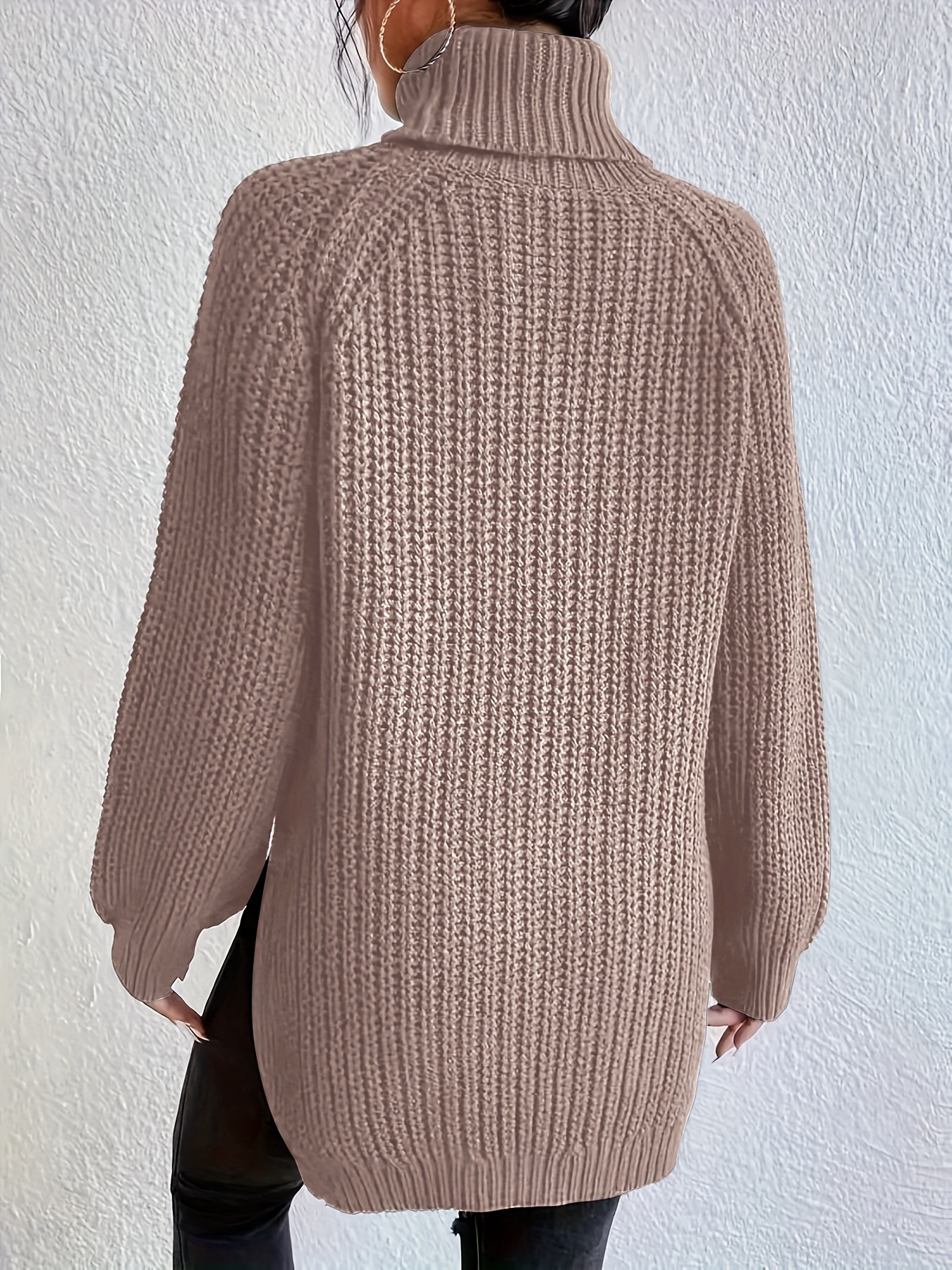 Minetom Maglione Collo Alto Donna Maglioni Maglia Maglieria Pullover con  Manica Lunga Eleganti Knitted per Autunno Inverno Viola 48 