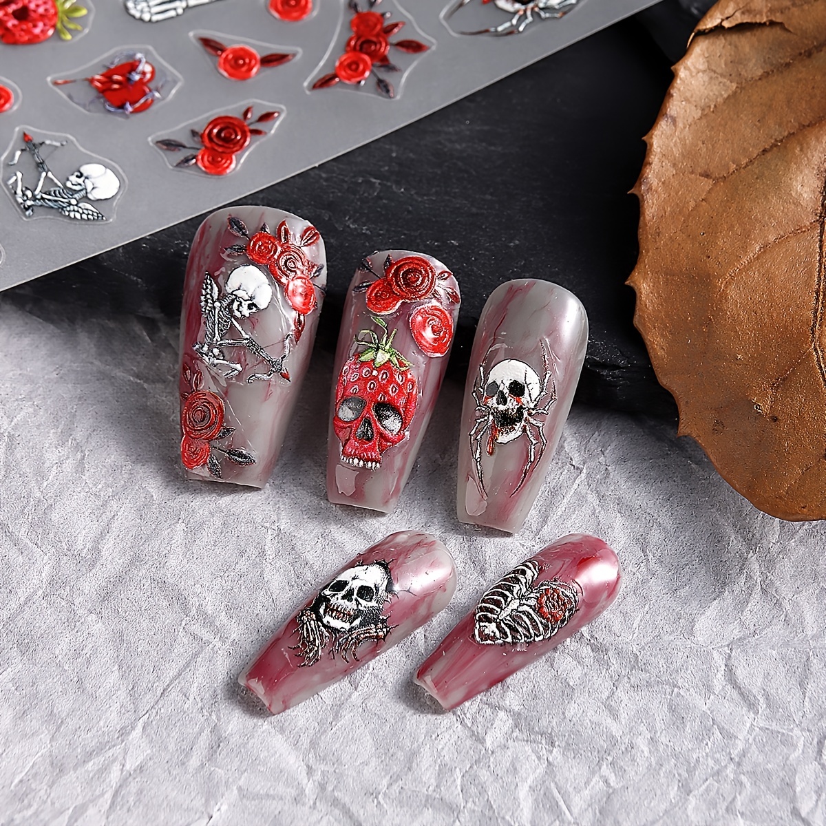 Halloween Nail Art Stickers,pumpkin Skull Spider Bat Ghost Black Cat Design  Nail Art Decals For Diy Or Nail Salons,self Adhesive Nail Art Supplies For  Women And Girls - Temu