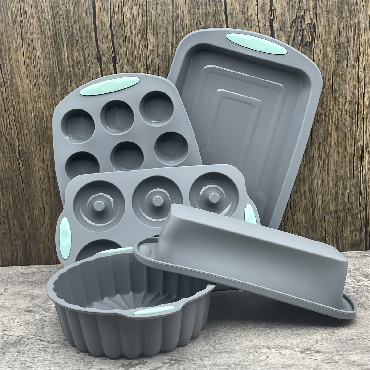 Non-stick Silicone Baking Pan Set - Includes Muffin, Loaf, Bundt, Cake, And  Square Cake Mold - Bpa Free - Perfect For Baking Delicious Treats At Home -  Temu