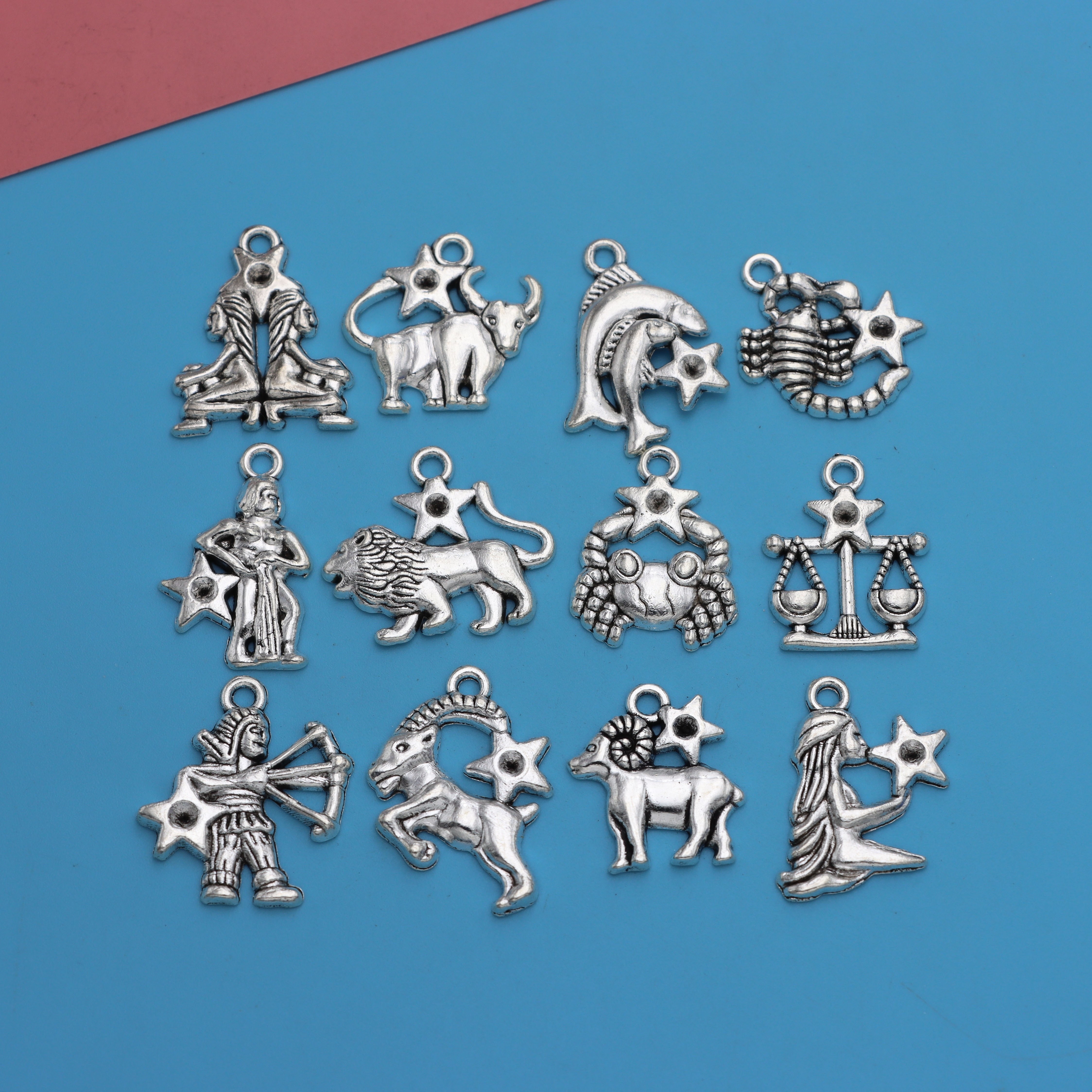 Mix Ancient Silvery Zinc Alloy Zodiac Charms For Jewelry - Temu Austria