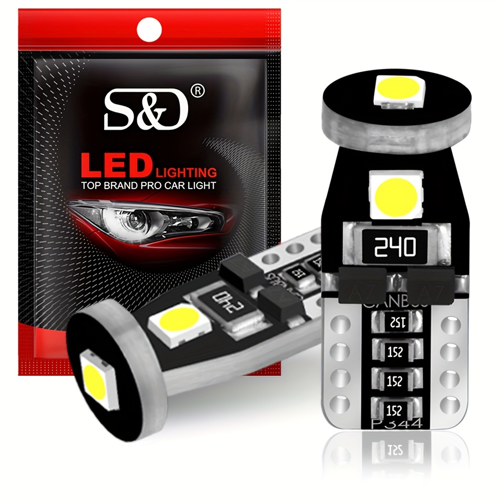 T10 W5W LED Ampoule,194 168 2825 Ampoules LED pour lampes de lecture de  voiture, feux de plaque d'immatriculation, plafonniers, feux latéraux,DC 12V  (Blanc/ Pack of 10) 