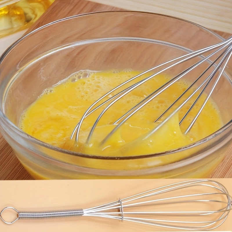 Stainless Steel Egg Beater Small Whisks Stainless Steel Spring Handle  Manual Egg Beaters Baking Tools Kitchen Utensils - Temu