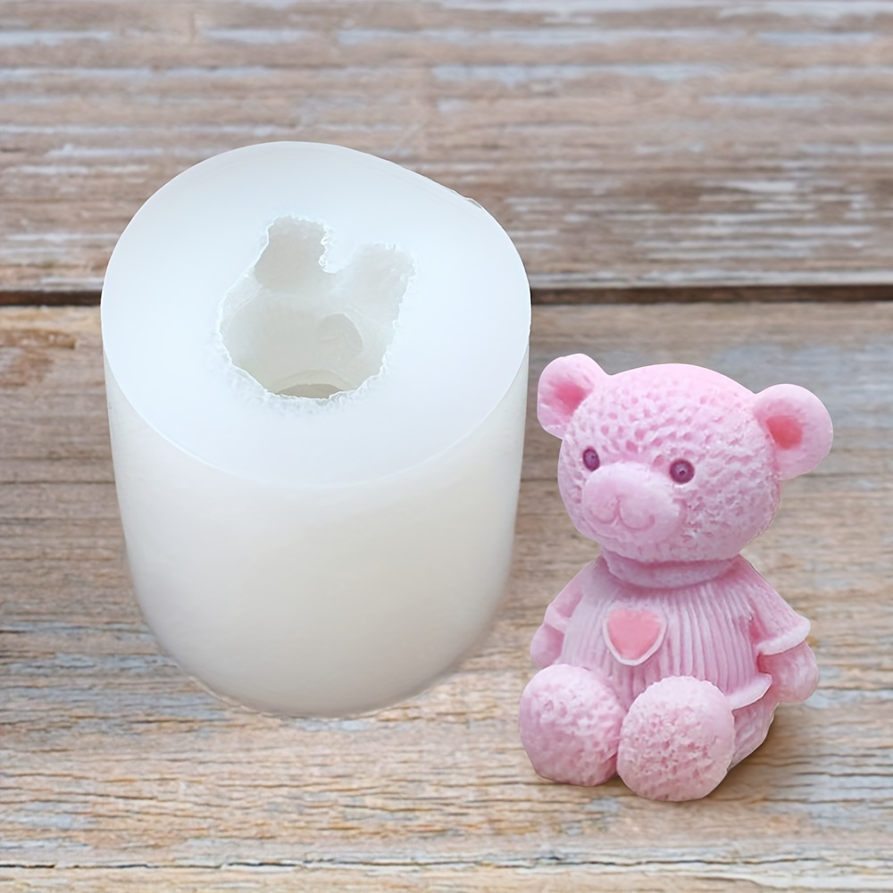3D Cute Bear Candle Mold Heart Little Bear Plaster Mold Candle Making  Souvenir G