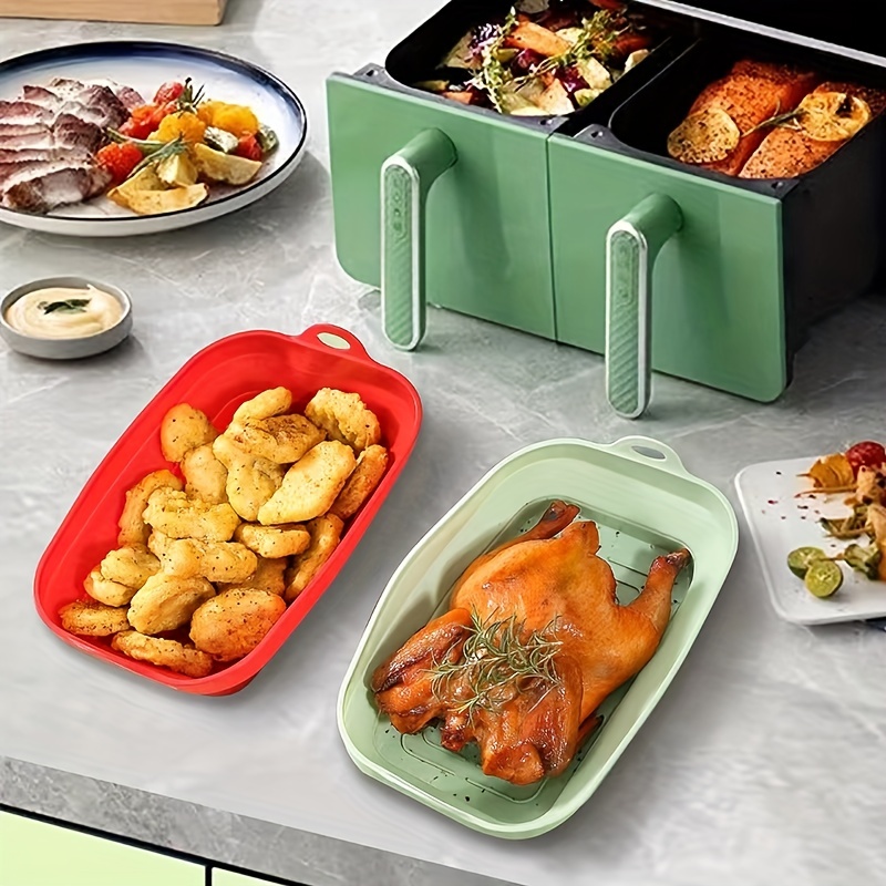 Collapsible Air Fryer Silicone Tray Rectangle Oven Baking Tray