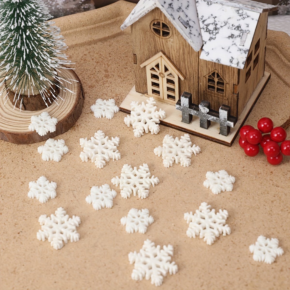 20pcs Moss Micro Landscape Ornament,Christmas Snowflakes Christmas Holiday  Decorations, Home Decoration Ornaments, (10pcs Large Snowflakes,10pcs Small