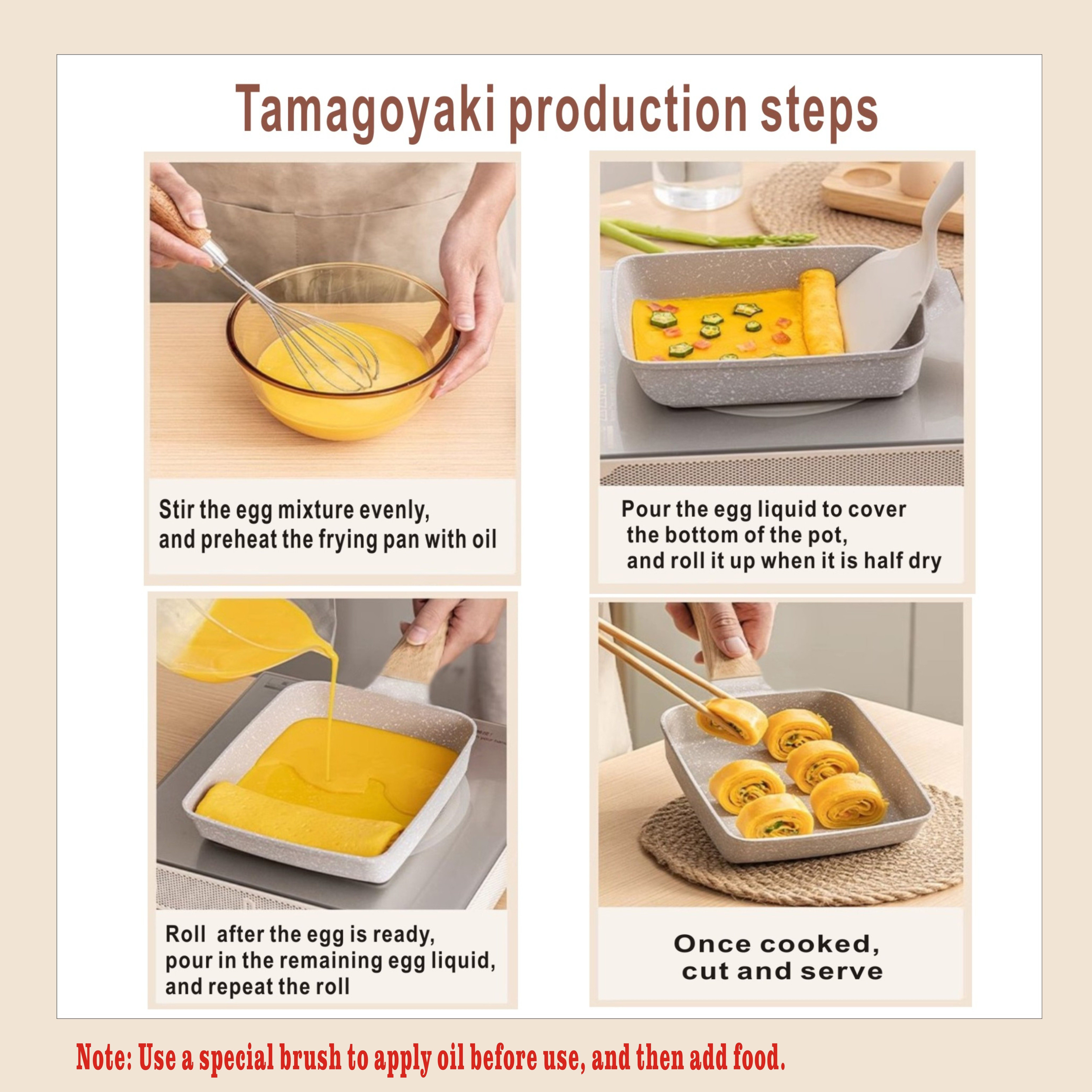 Non-Stick Wave Bottom Tamagoyaki Omelette Saucepan Egg Roll