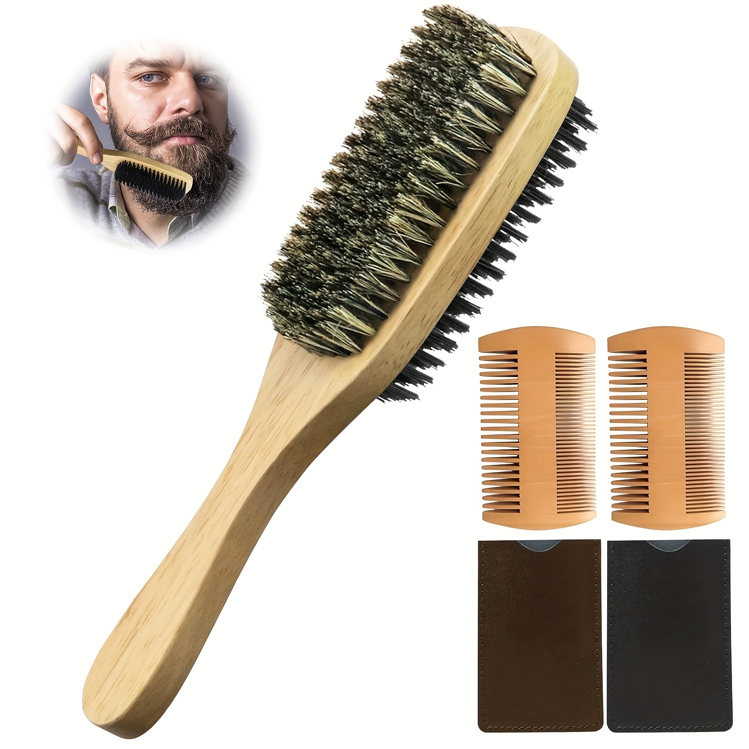 Brosse Barbe,Peigne Barbe,Brosse Barbe Homme,Petite Brosse Barbe,Peigne Et  Brosse Barbe,Brosse Poils Sanglier Barbe,Soin Du V[H744] - Cdiscount  Electroménager