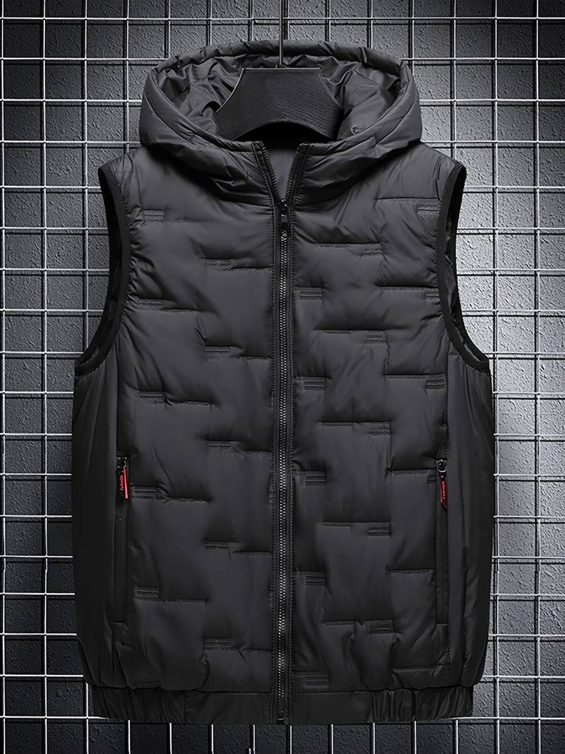 Plus Size Men's Zip Up Vest Puffer Jacket With Pocket, For Big And Tall ...