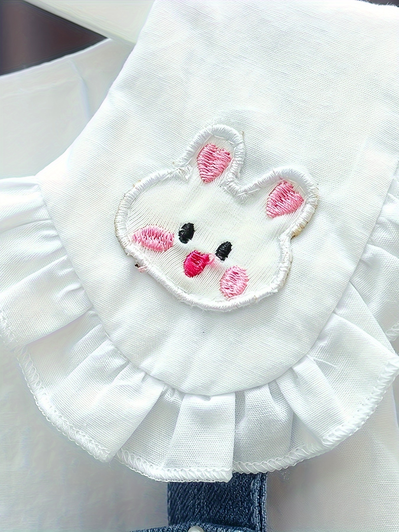 Toddler Girl Cat Embroidered Solid Color Overalls