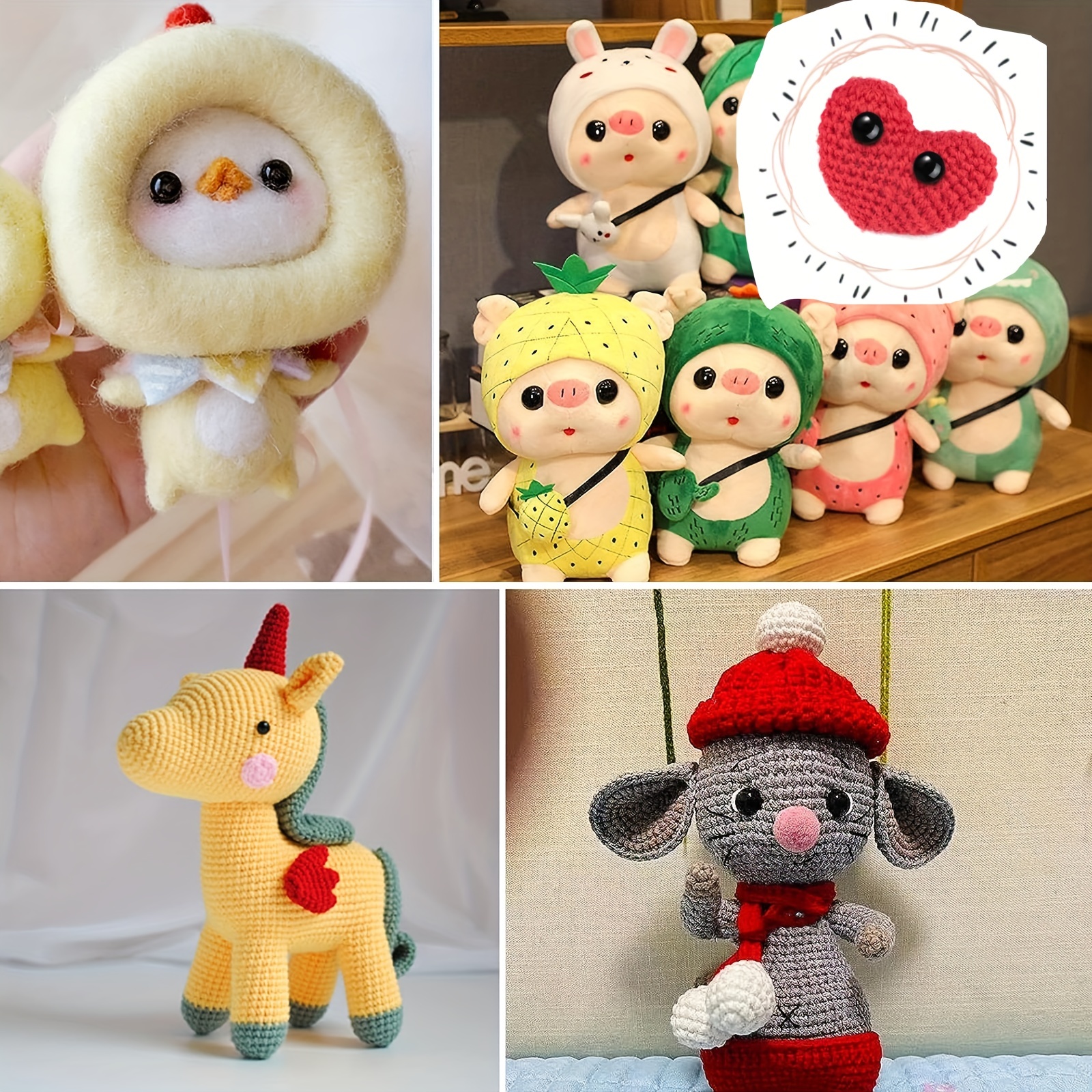 20 Pairs Dragon Eye Safety Eye for Stuffed Animal Doll Making with Washer  Craft Eyes Teddy Bear Amigurumi Crochet Toy 9mm