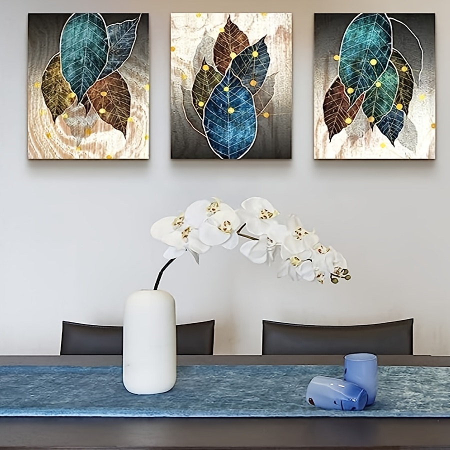 3pcs Abstract Canvas Wall Art For Living Room Family Wall Decor For Bedroom  Kitchen Artwork Abstract Leaves Canvas Prints Painting Modern Office Wall  Pictures Bathroom Home Decorations No Frame Home 