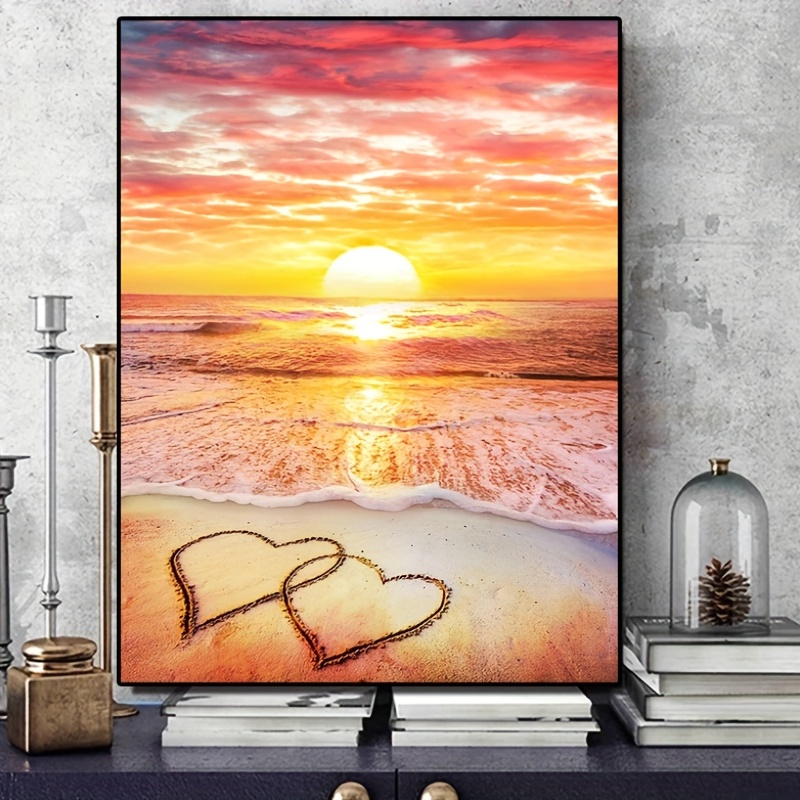 Beach Sunset Sunset Scenery Full Diamond Painting Kit 5d - Temu