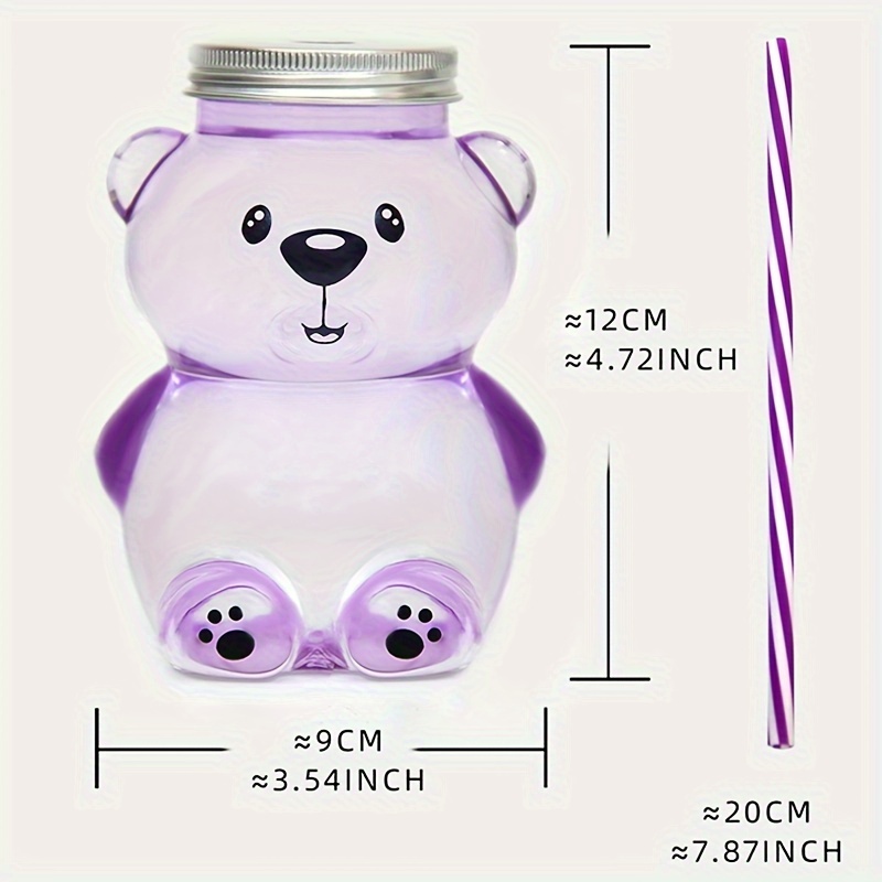 Cute Bear Cup Tumbler With Dome Lid And Straw Plastic Water - Temu