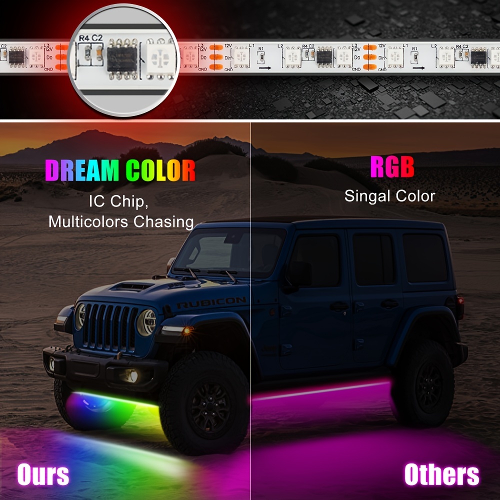 Rgb Multicolor Flexible Flowing Car Led Light Underglow - Temu