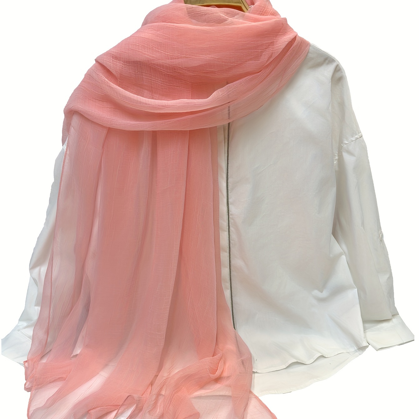 Solid Crinkle Scarf Hijab Thin Shawl Breathable Head Wrap
