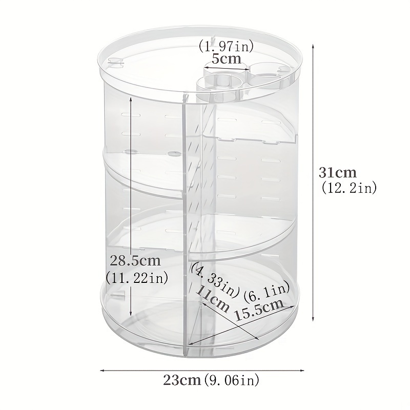 Syntus 360 Rotating Makeup Organizer, DIY Adjustable Bathroom Makeup Carousel Spinning Holder Rack, Large Capacity Cosmetics Storage Box Vanity