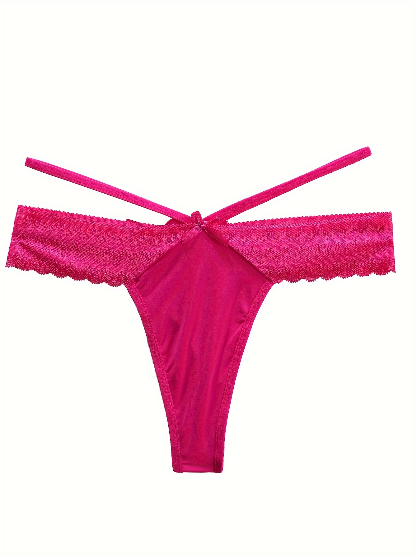 Contrast Lace Thongs Hollow Bow Intimates Panties Women's - Temu