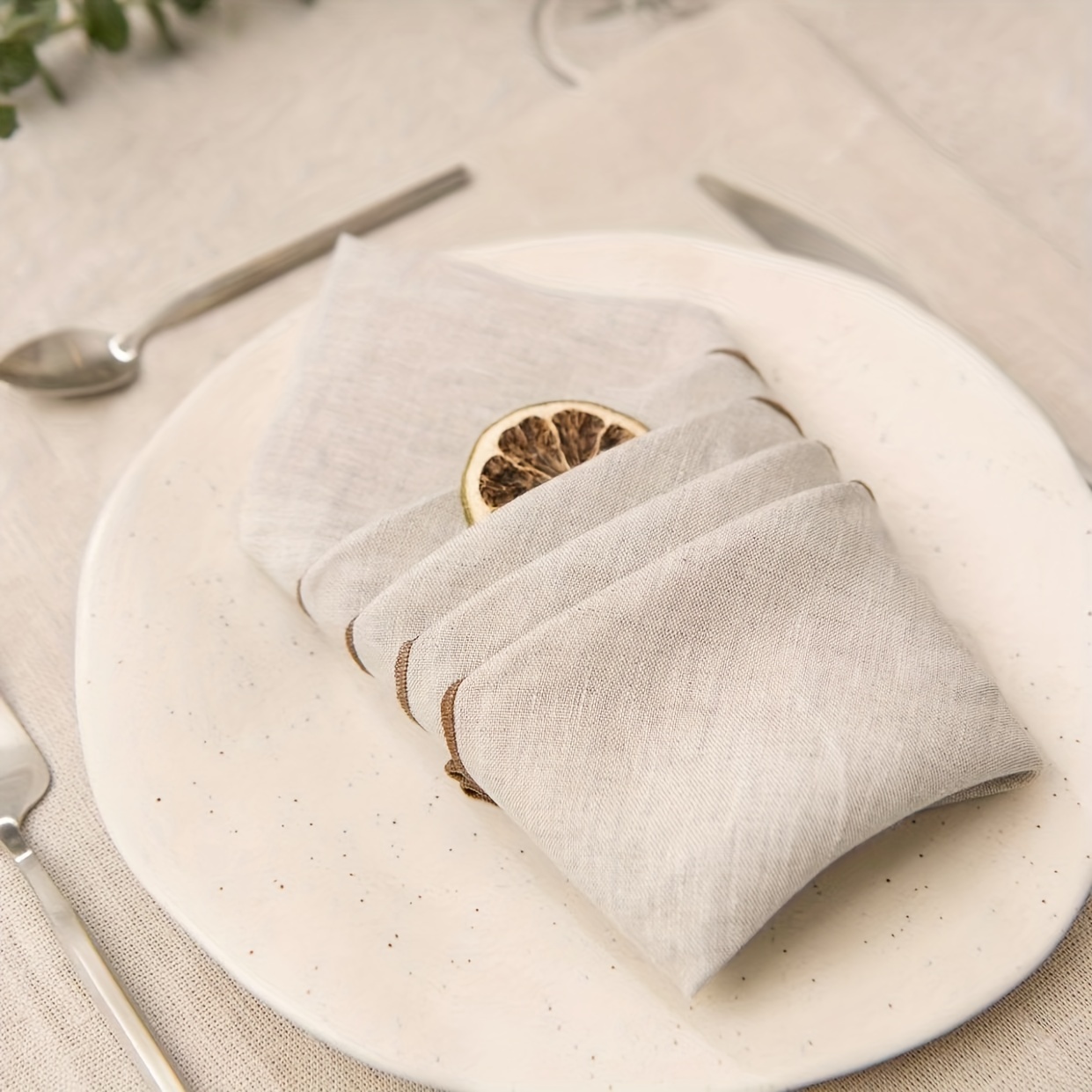 Polyester Napkin, Solid Color Napkin Cloth, Beige Linen Napkins