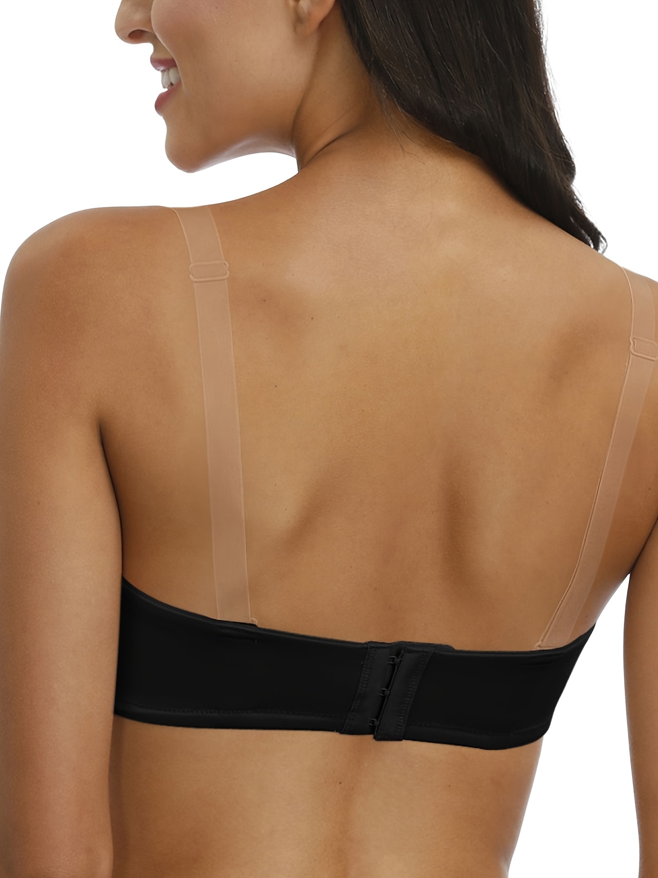 Solid Strapless Bandeau Bra Comfy Soft Push Bra Women's - Temu Canada