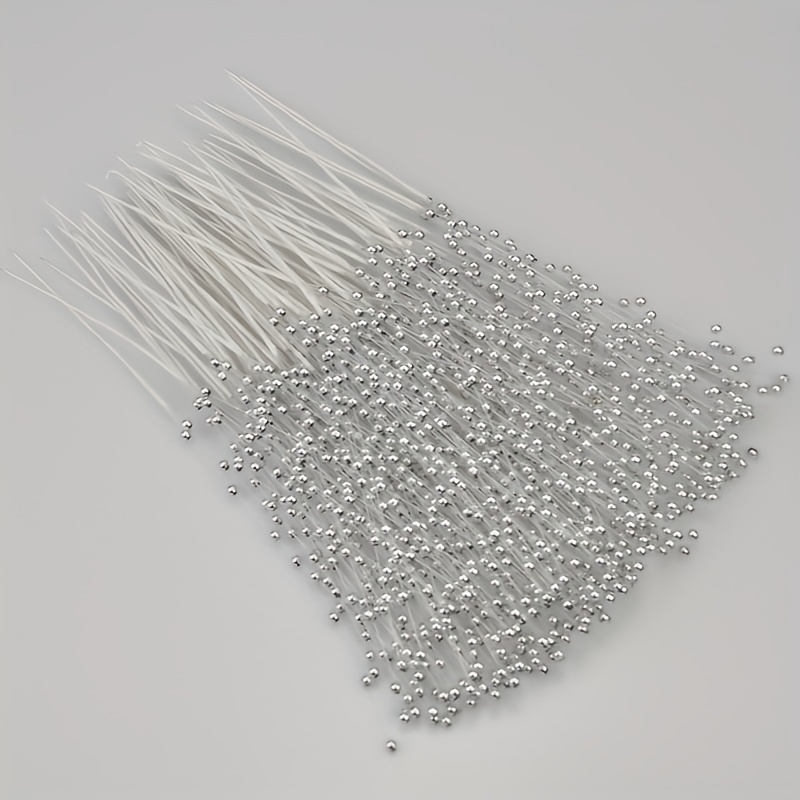 50pcs 4mm Pearls String Beaded Bouquet Spray Sticks for Bridal Beaded  Wedding Party Table Decorations(White)