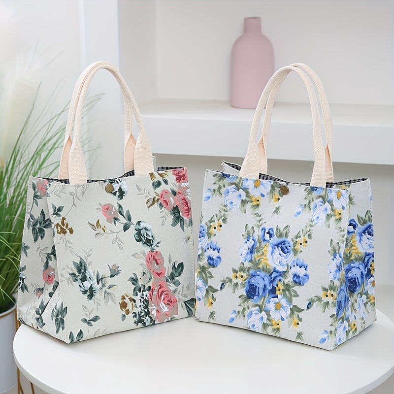 Aesthetic Floral Printed Lunch Bag, Insulated Large Capacity Bento Bag,  Thermal Cooler Handbag For Teenagers And Workers At School, Canteen, Back  School, For Camping Picnic And Beach, Home Kitchen Supplies - Temu