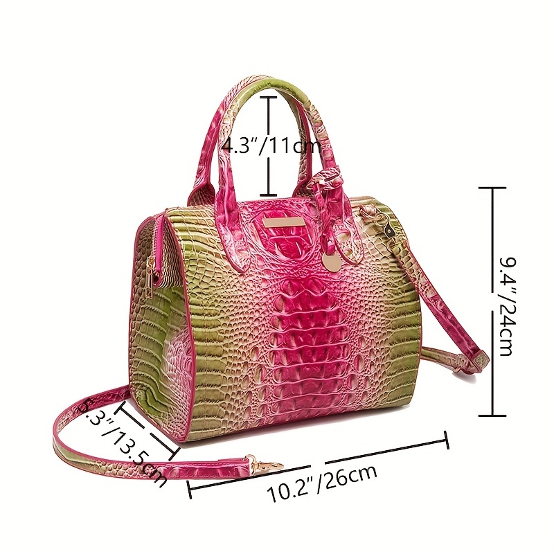 Ombre Crocodile Embossed Handbag, Classic Style Crossbody Bag, Women's  Leather Satchel Purse - Temu Australia