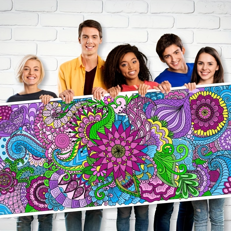 1pc Jumbo Mandala Coloring Poster DIY Drawing Giant Flower Color Poster  139.7*60.96 Cm Big Poster For Students And Adults Party Supplies Coloring  Post