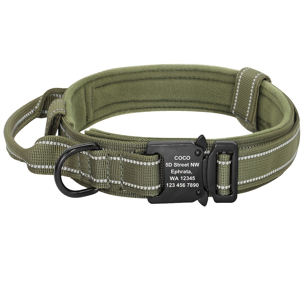 Collier militaire chien motif camouflage, noir, vert