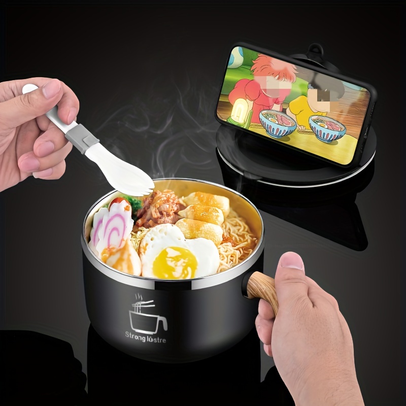 1200ml Stainless Steel Noodle Bowl with Lid & Handle