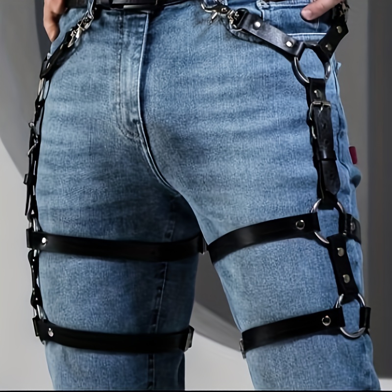 Gothic Bondage Belt Men Trendy Leg Harness Chain Strap - Temu