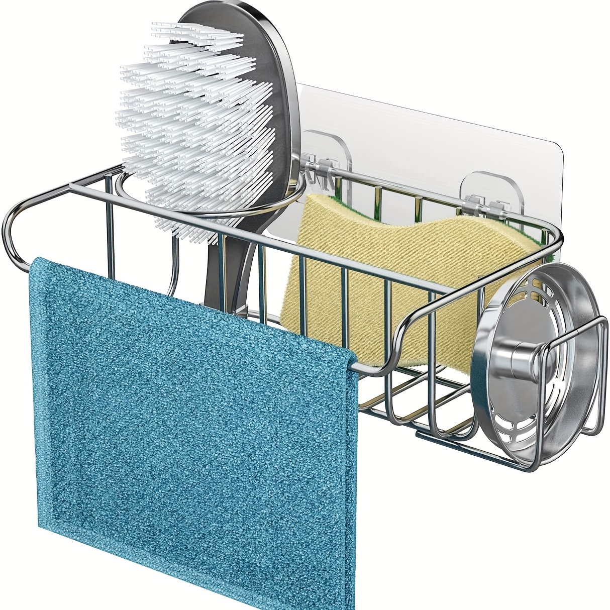 1pc Sink Caddy, Kitchen Sink Organiser, Telescopic Sink Storage Rack For  Sponge Holder, Adjustable 15.75 To 20.67 Stainless Steel Sink Tidy Caddy  Wi