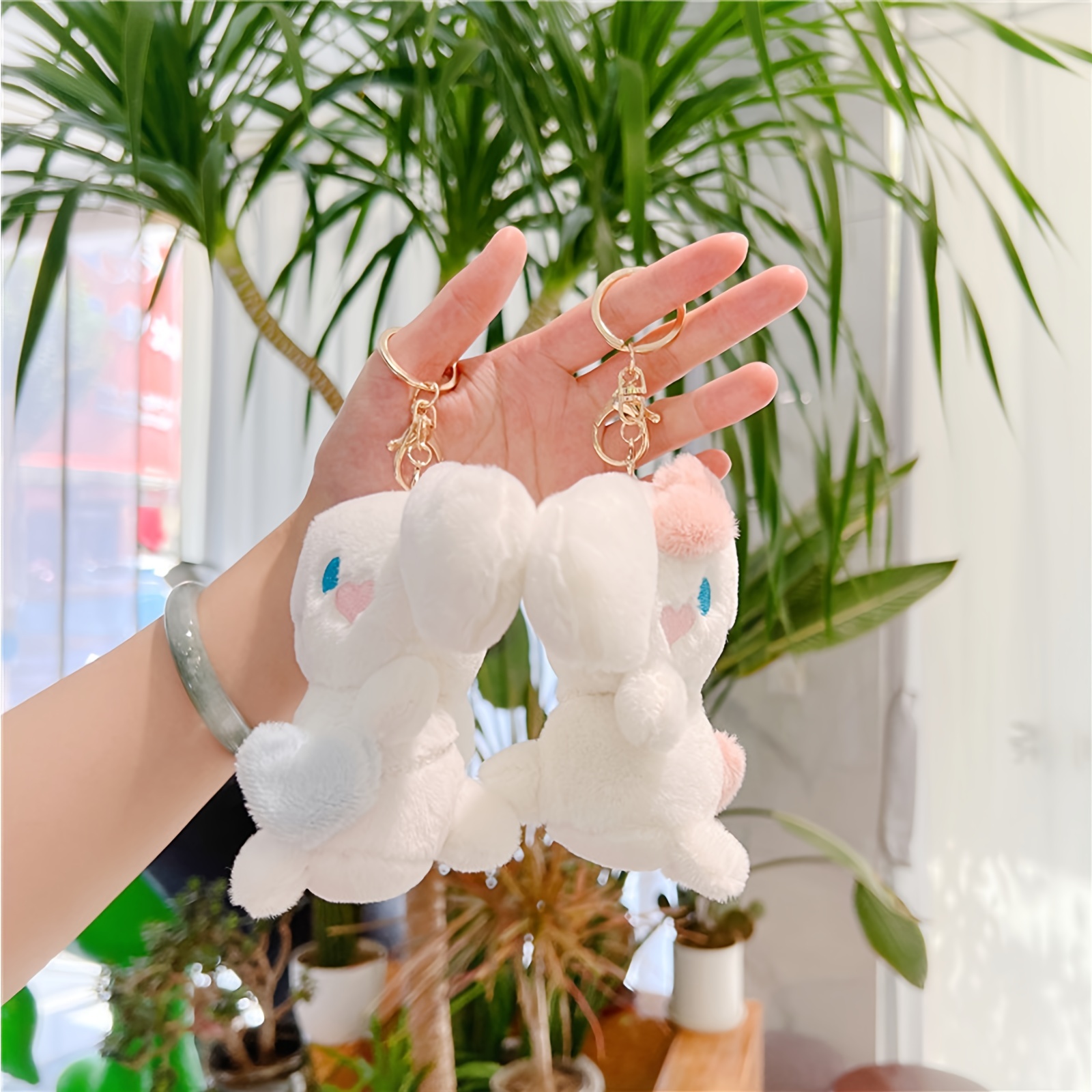 Mini Rabbit Plush Keychain Soft Cotton Key Chain Trinket Bag Accessories