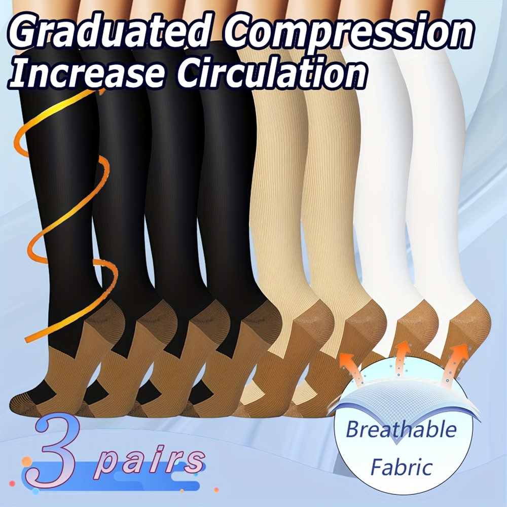 Copper Compression Socks Unisex Circulation 10 20 Mmhg Knee - Temu