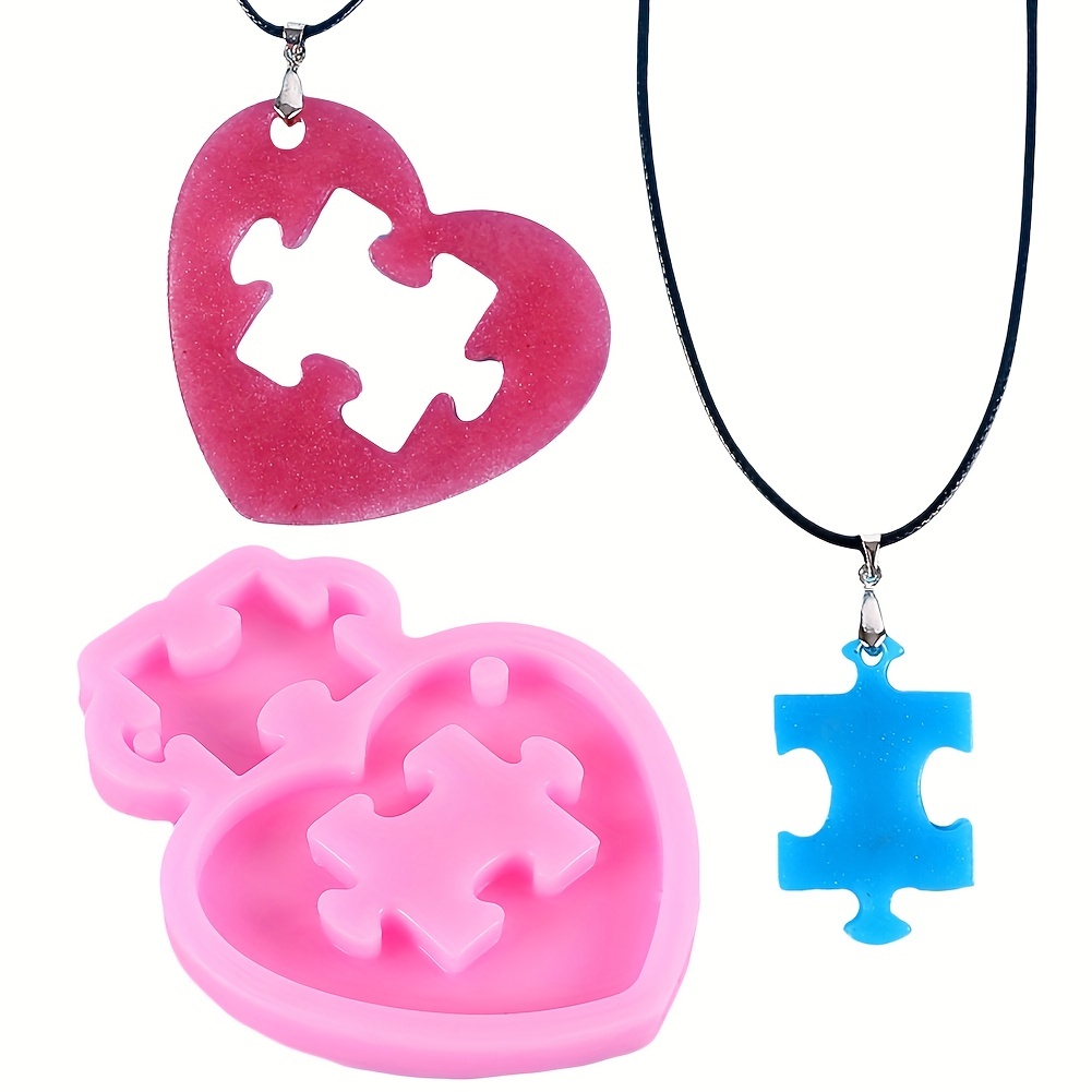 Heart Puzzle Keychain Silicone Mold Couples Pendant Heart - Temu