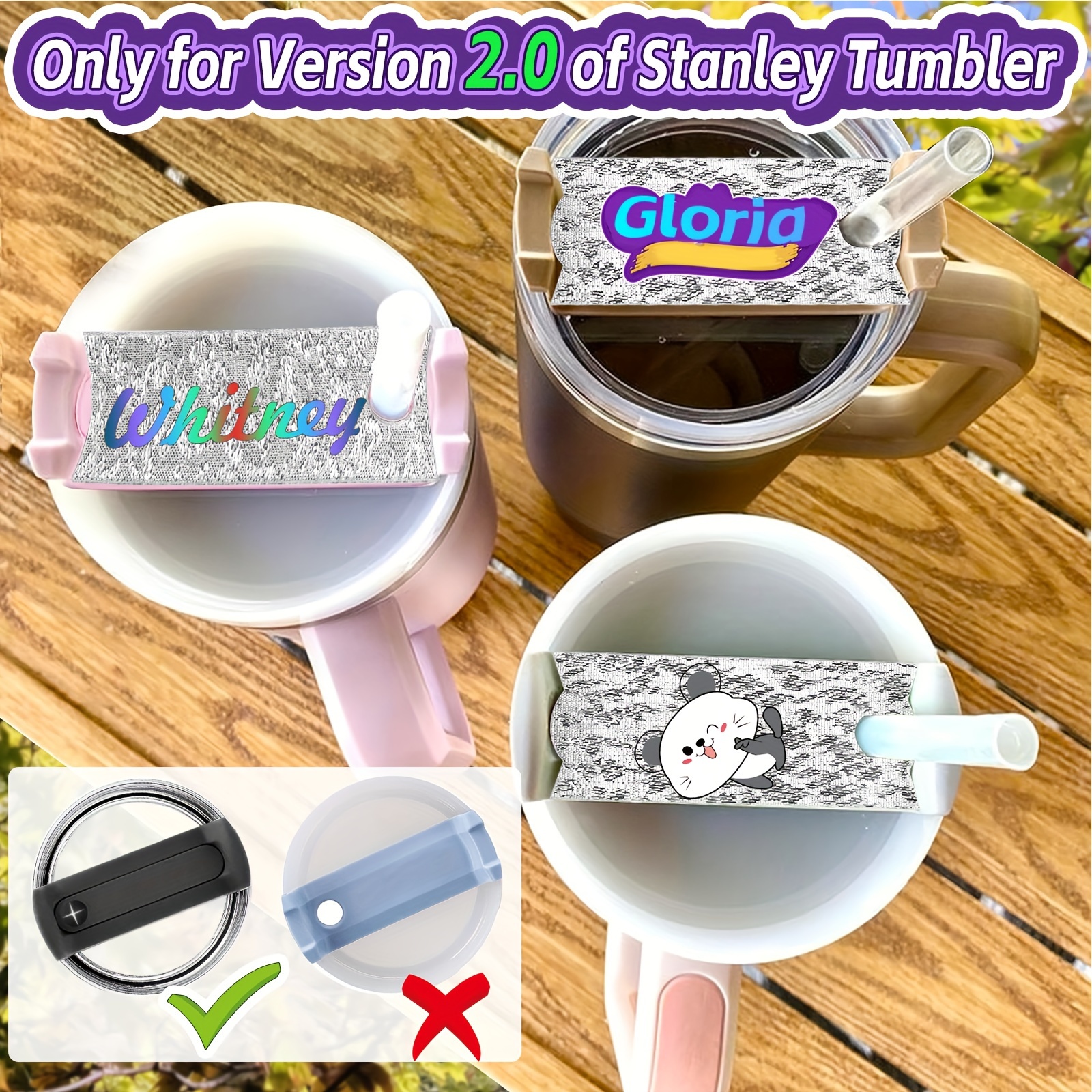 Stanley Tumbler Name Plate | FREE SHIPPING | Confetti Glitter Tumbler Name  Tag | Personalized Straw Tag | 30oz 40oz Stanley Cup Tag | Trendy Accessory