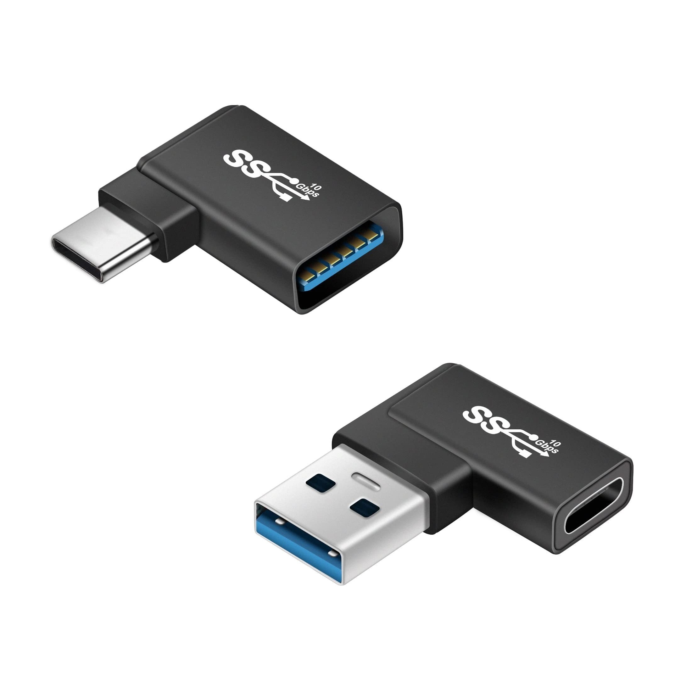 

Usb C To Usb Adapter (2 Packs), 90 Degree Usb A 3.0/10gbps Male Adapter To C-type Female Connector Is Suitable For Data Otg Converter And Interface Conversion Of Laptop, Tablet, Mobile Phone