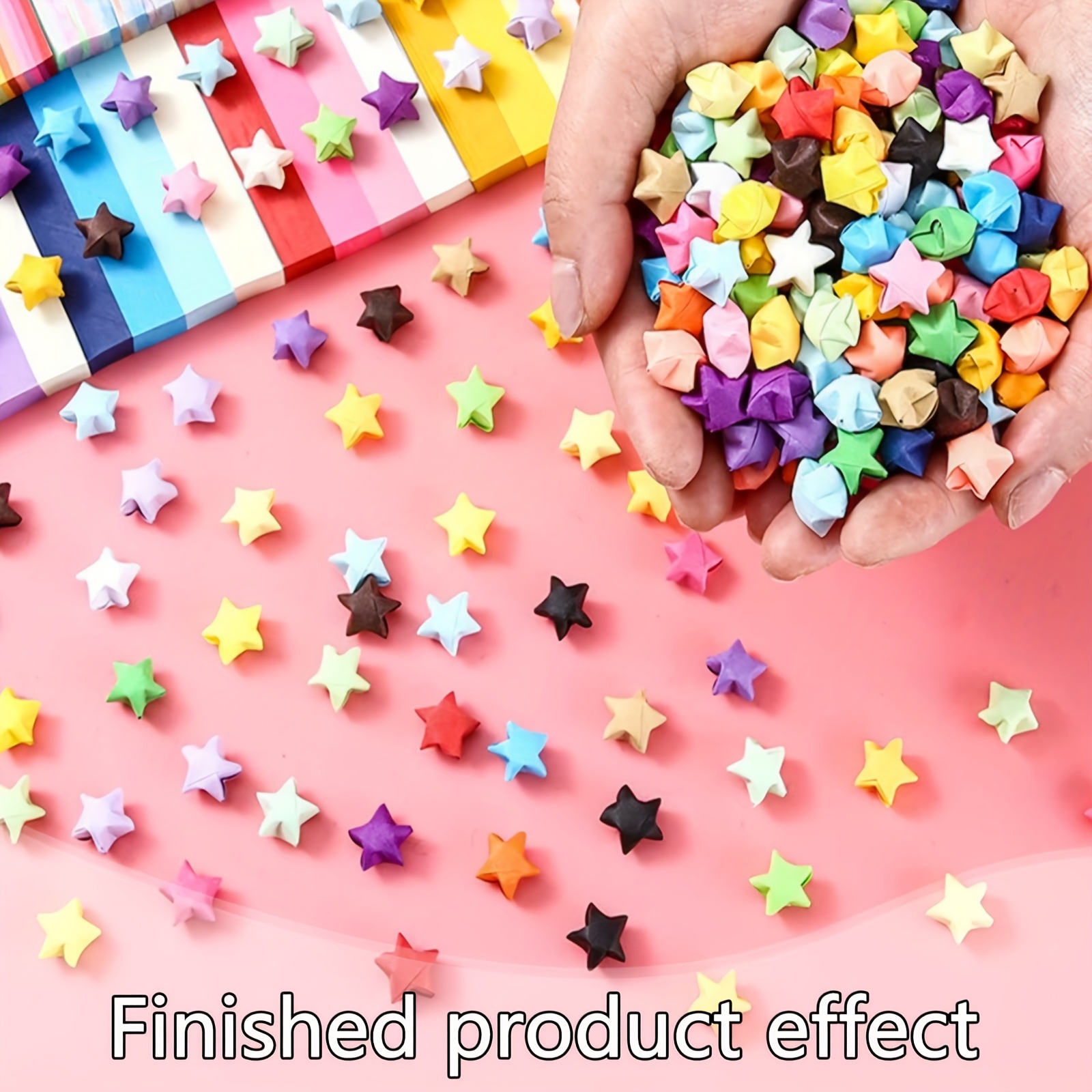 Bupete 1030 Sheets Star Origami Paper 27 Assortment Color Star Paper Strip Double Sided Origami Stars Paper Solid Color Lucky Star Decoration Paper