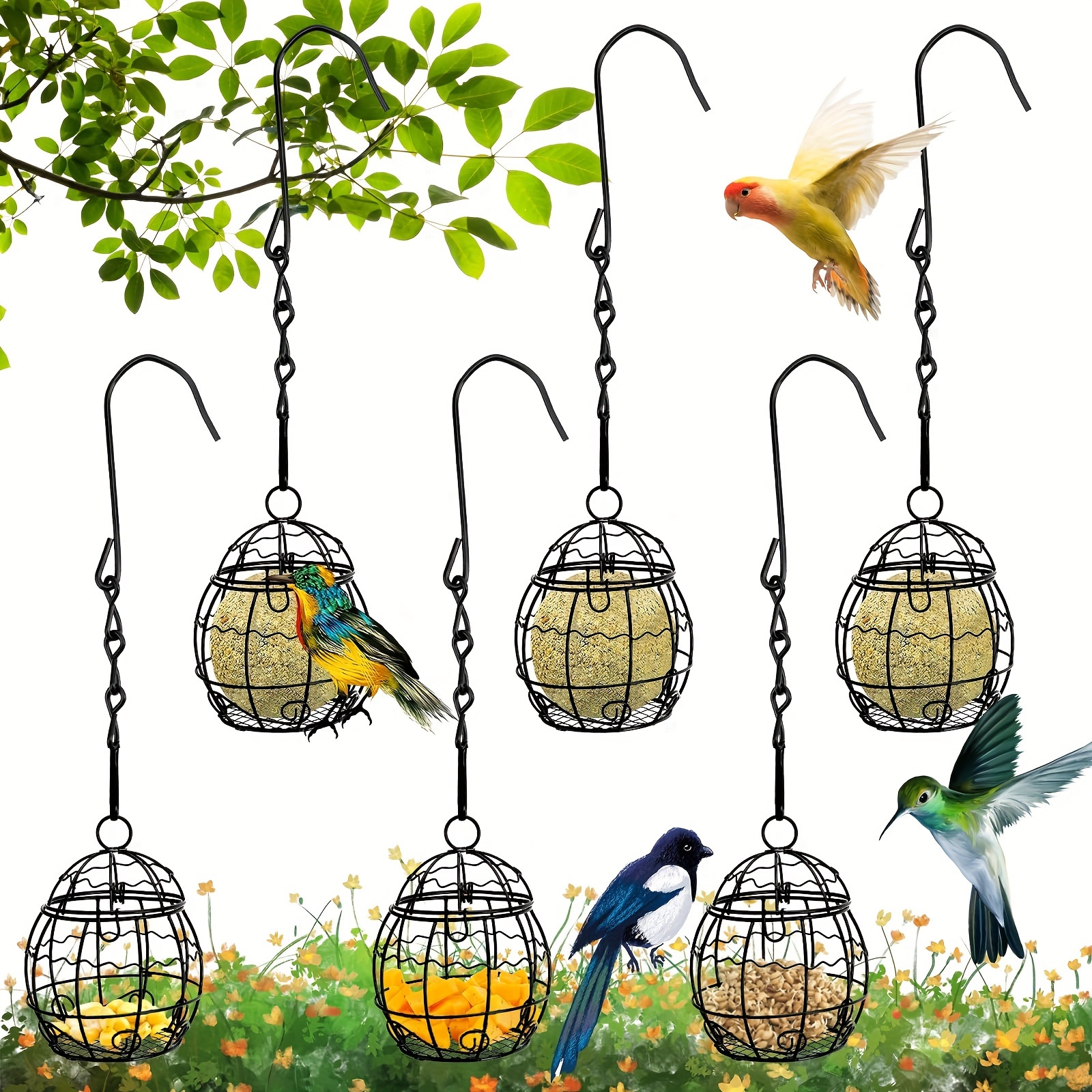 4 PCS Bird Feeders, Tit Ball Holders, With Hinged Lid, Hanging Tit Ball  Holder, Food Dispenser For Tit Ball Holder For Garden, Outdoor, Wild Birds,  Sp