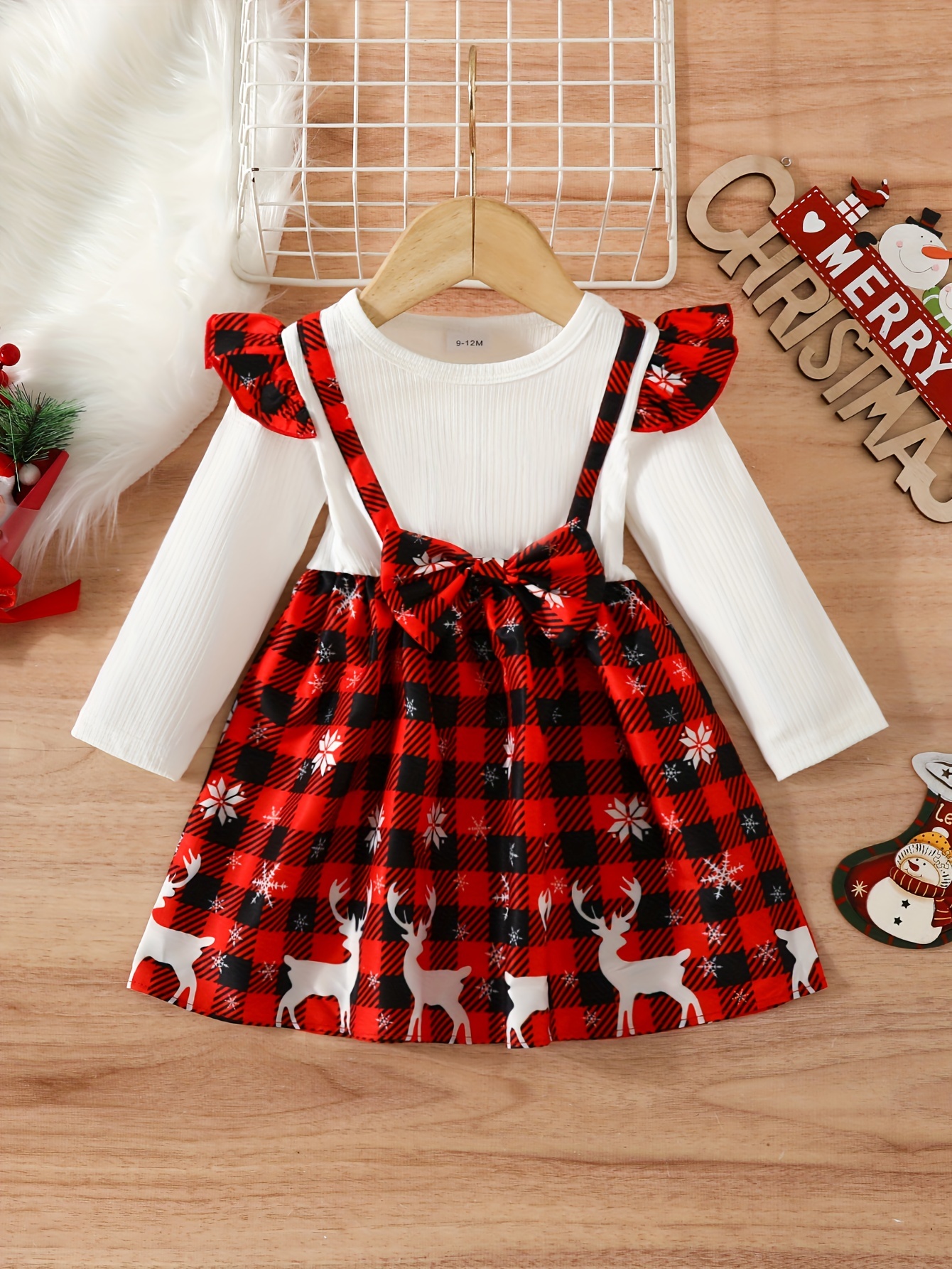 Weihnachten Baby Mädchen Baby Temu Kleid, Casual Germany Bow Party Kid\'s Plaid - Clothes